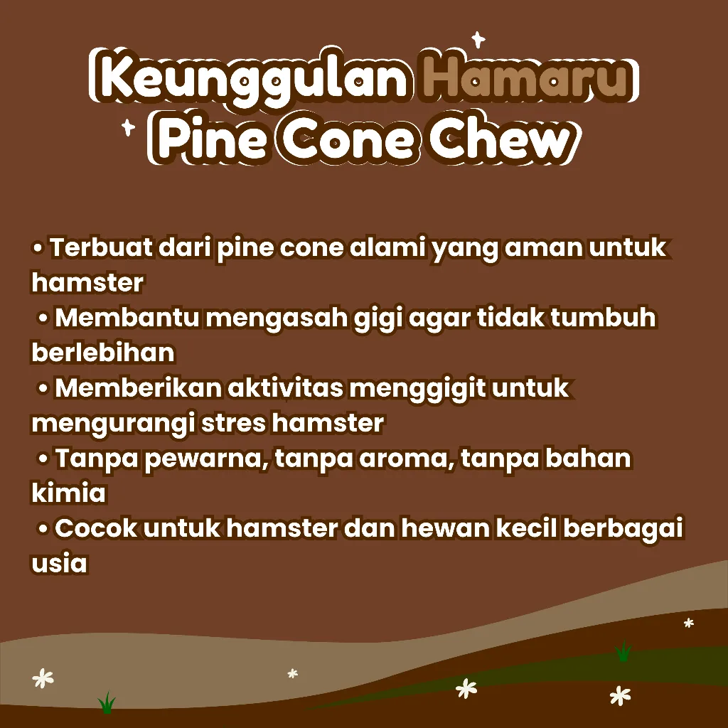 HAMARU Pine Cone Chew Perawatan Gigitan Hamster Alami Biji Pinus