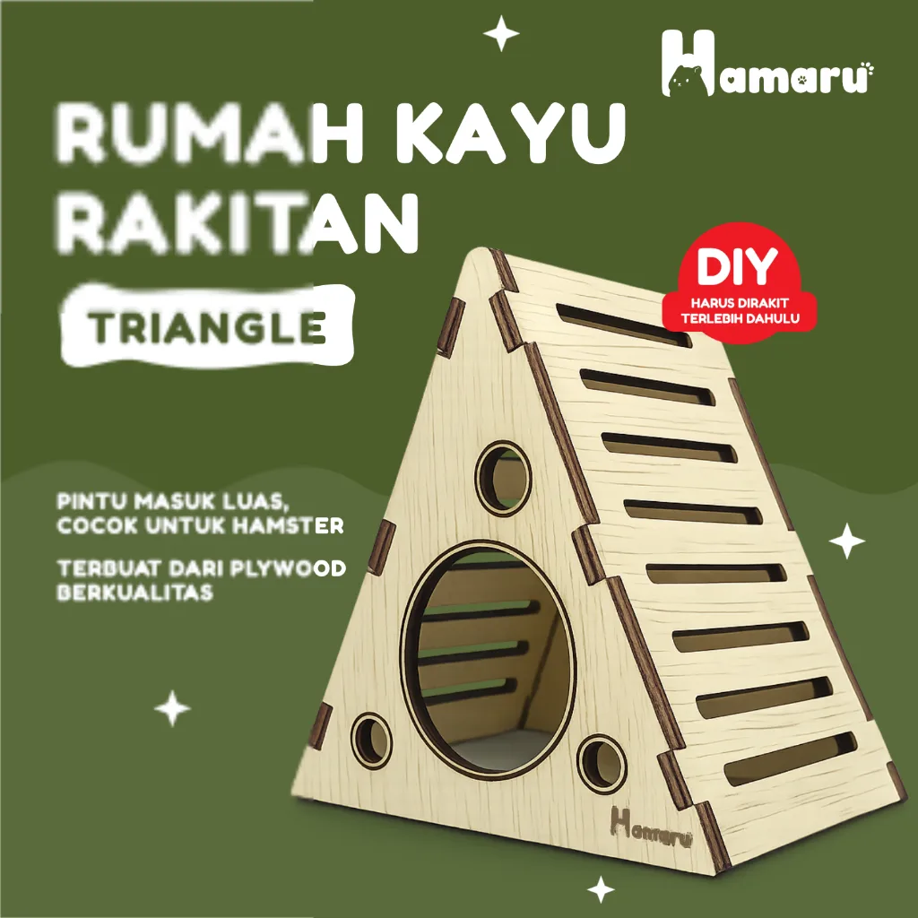 HAMARU Rumah Kayu Hamster Rakitan DIY Murah – Triangle House