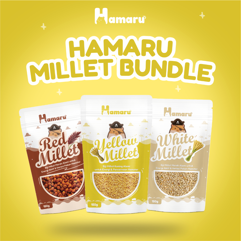 Hamaru Millet Bundle Mix Red Yellow White Millet Pakan Hamster Natural Variasi Pakan