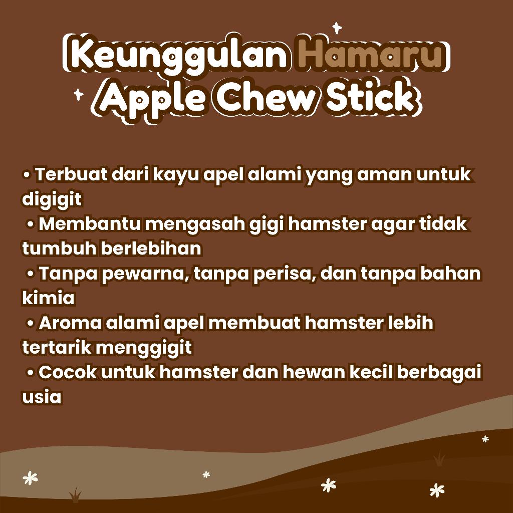 HAMARU Apple Chew Stick Kayu Apel Alami Gigitan & Perawatan Gigi Hamster Sugar Glider Marmut