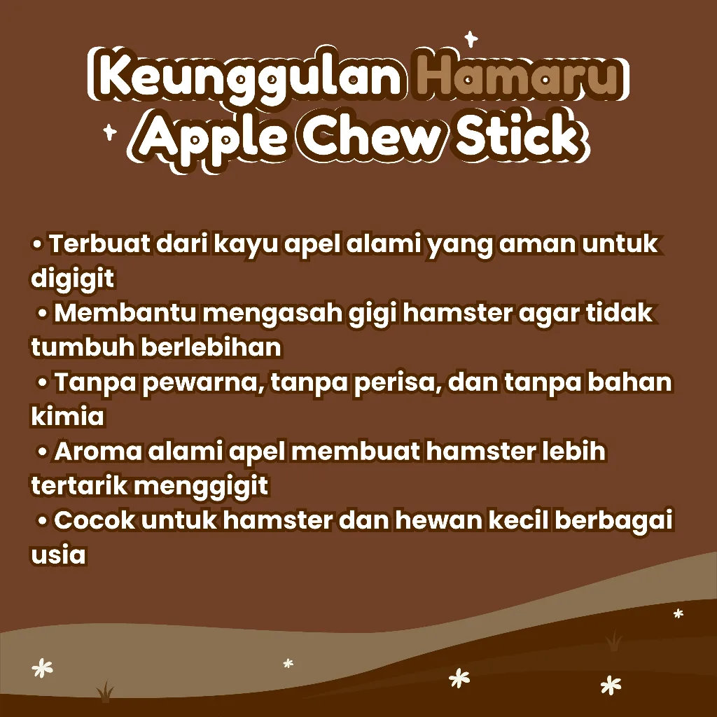 HAMARU Apple Chew Stick Kayu Apel Alami Gigitan & Perawatan Gigi Hamster Sugar Glider Marmut
