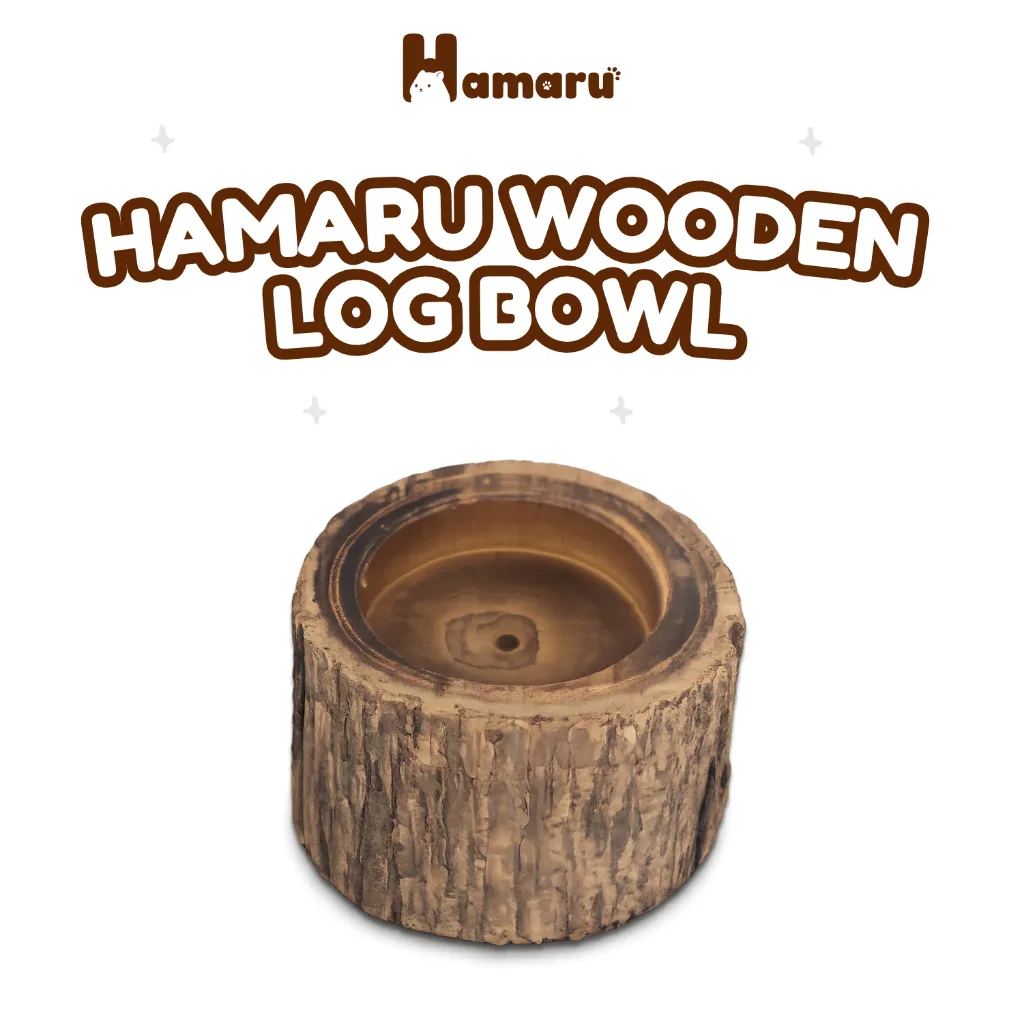 Hamaru Wooden Log Bowl Natural Kayu Asli Tempat Makan Hamster Marmut Kelinci Hewan Kecil