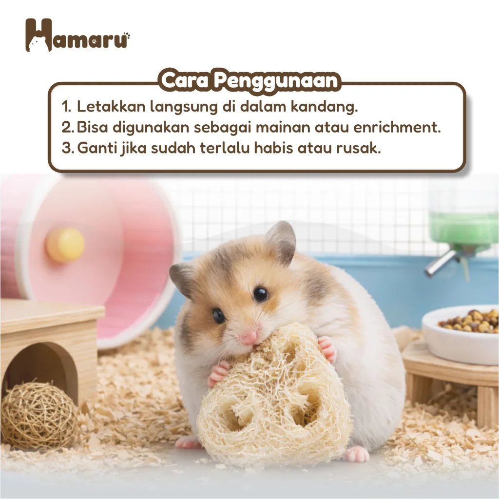 Hamaru Natural Loofah Chew Mainan Gigit Natural Hamster Hewan Kecil