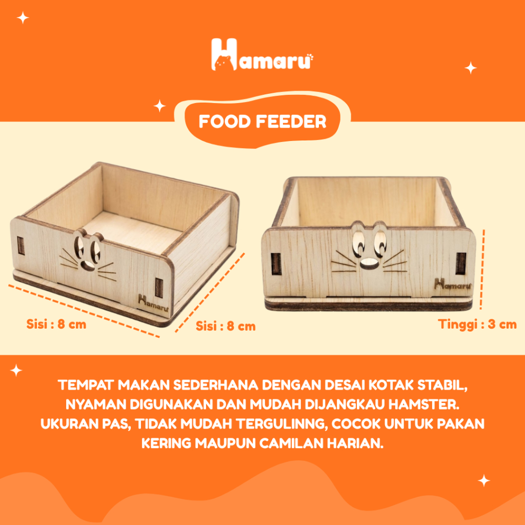 HAMARU Tempat Makan Rakitan Hamster Kayu DIY Murah Food Feeder Hamster Marmut Hewan Kecil