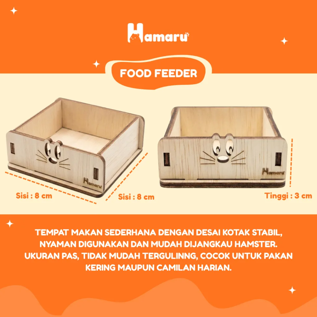 HAMARU Tempat Makan Rakitan Hamster Kayu DIY Murah Food Feeder Hamster Marmut Hewan Kecil