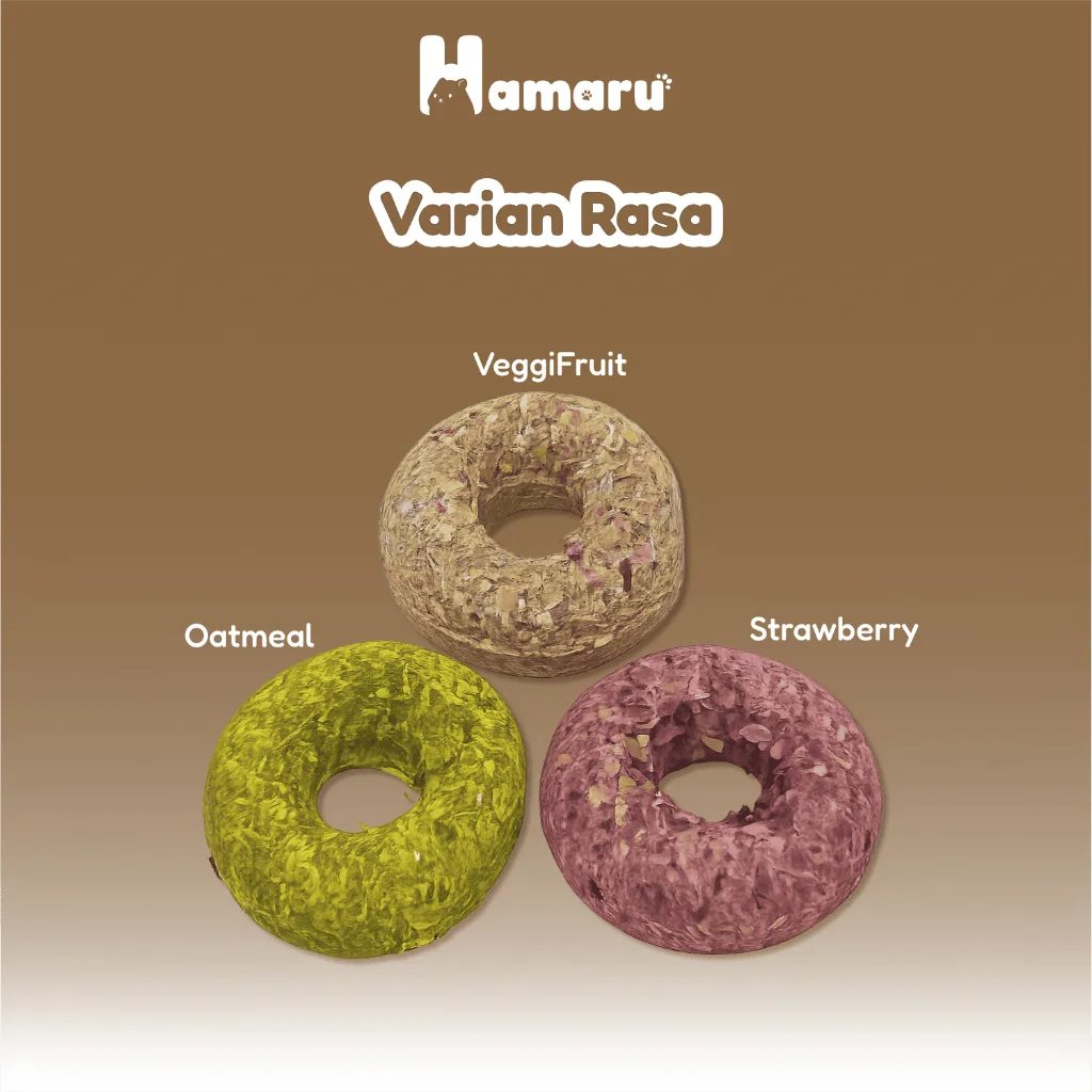Hamaru Grass Donut Natural Chew Mainan Gigit Hamster Natural Snack Varian Rasa - Veggifruit