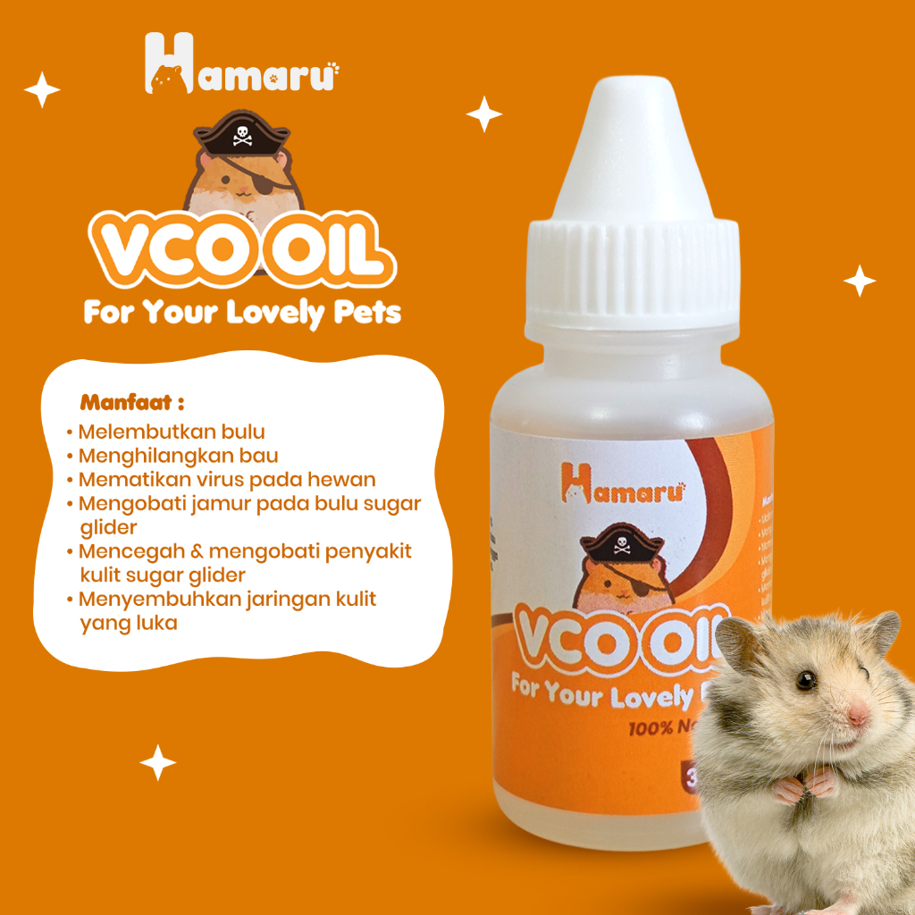 Hamaru VCO Oil Hamster Virgin Coconut Oil Natural Anti Jamur Perawatan Bulu dan Kulit Hewan - 30ml