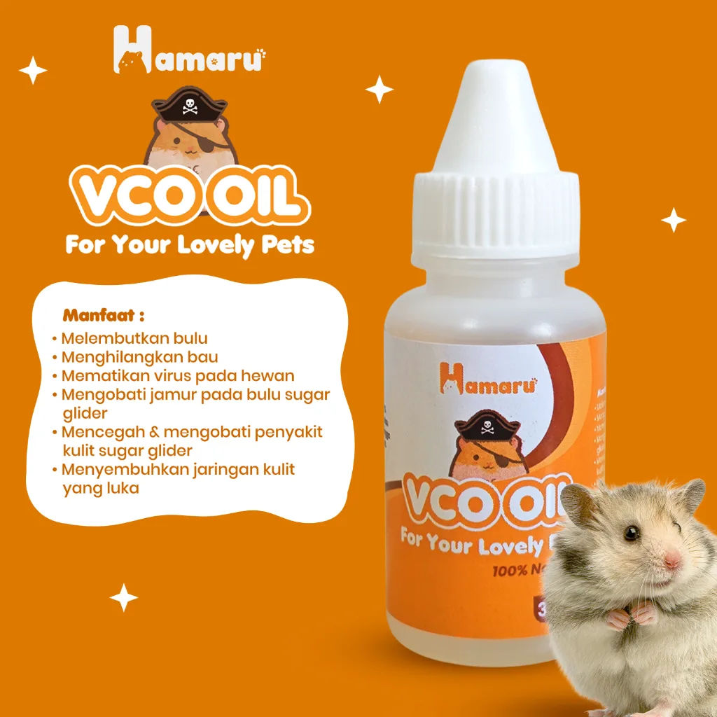 Hamaru VCO Oil Hamster Virgin Coconut Oil Natural Anti Jamur Perawatan Bulu dan Kulit Hewan - 30ml