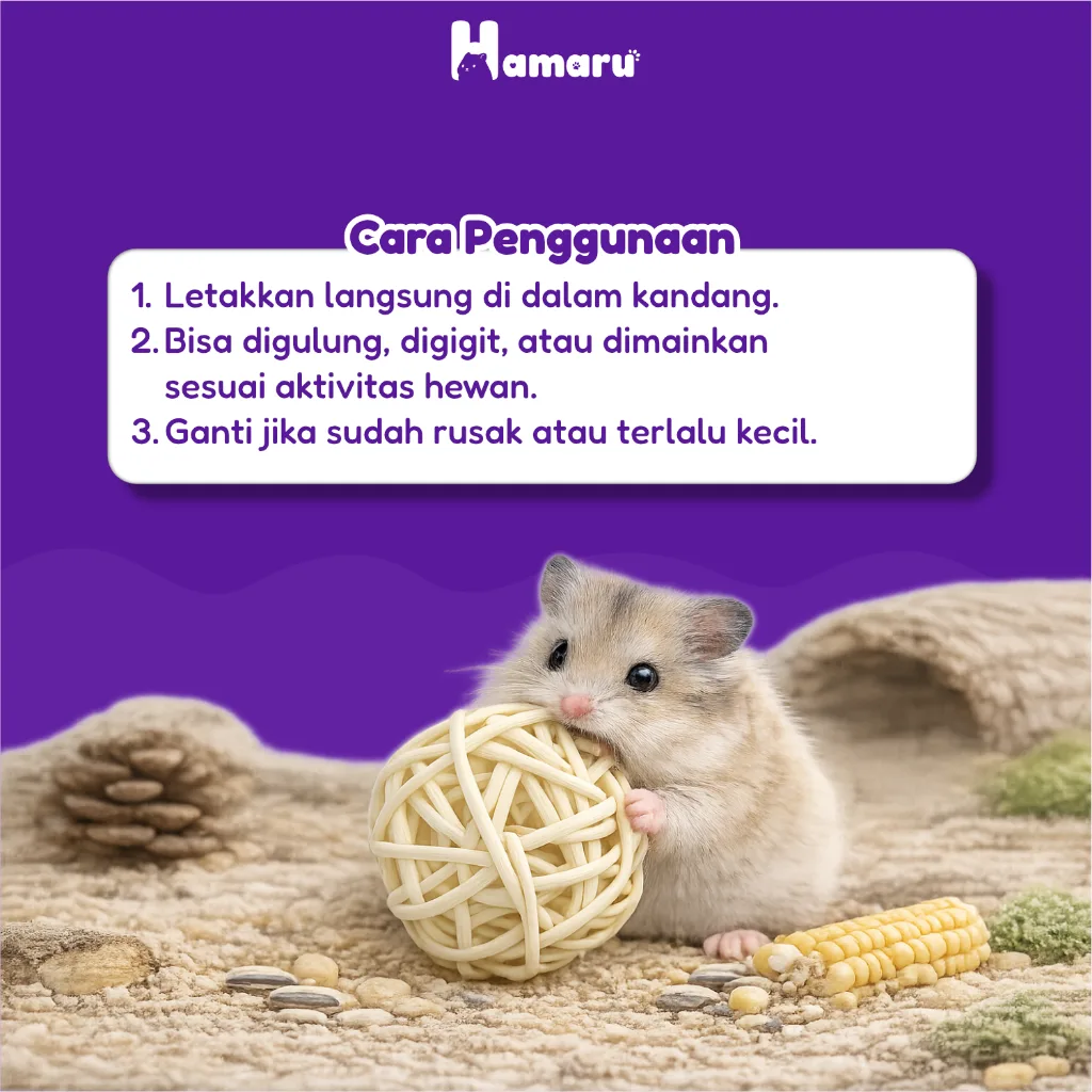 Hamaru Mini Rottan Ball Bola Rotan Mainan Enrichment Hamster Hewan Kecil