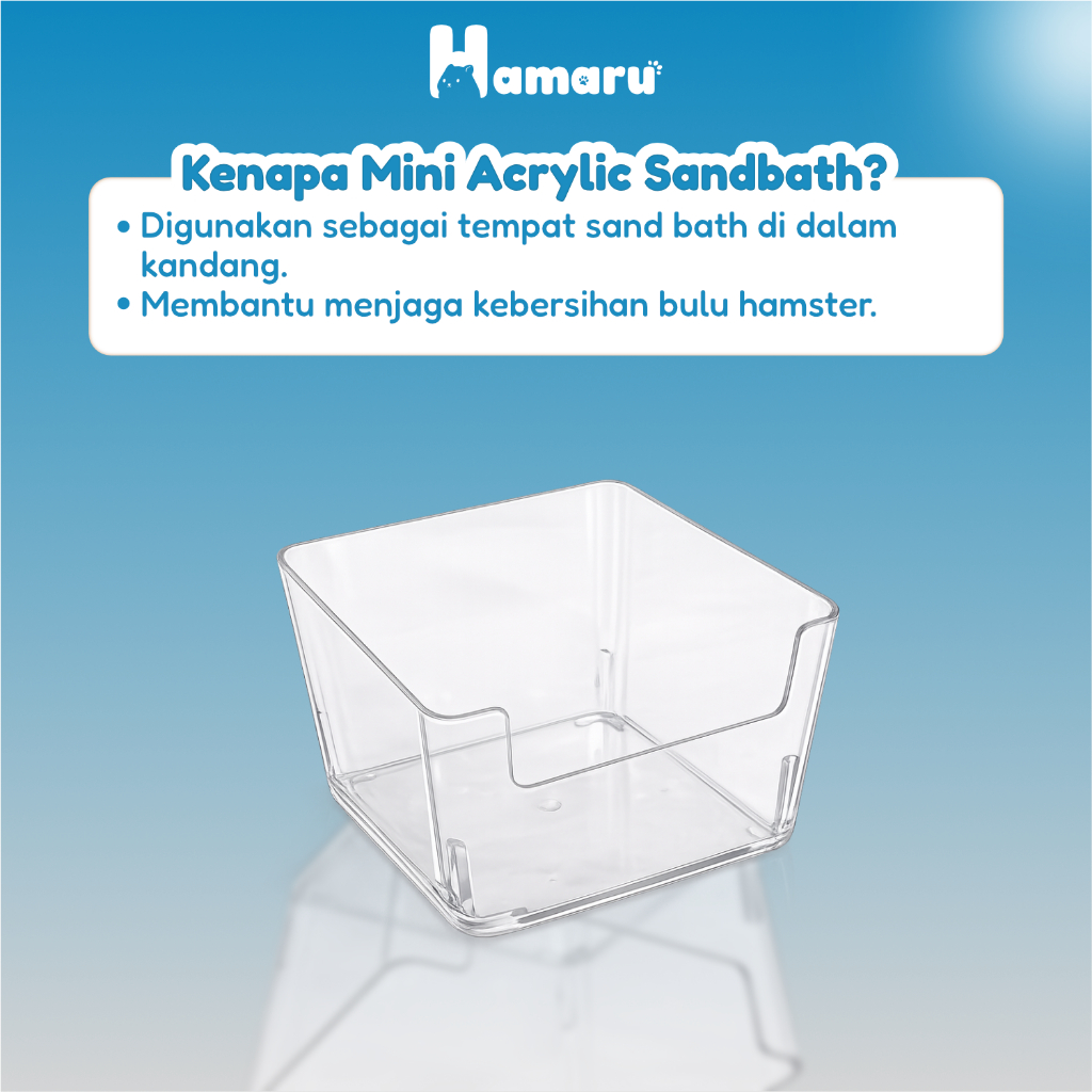 Hamaru Mini Acrylic Sandbath Tempat Mandi Pasir Hamster Kotak Sand Bath Hamster Akrilik Transparan