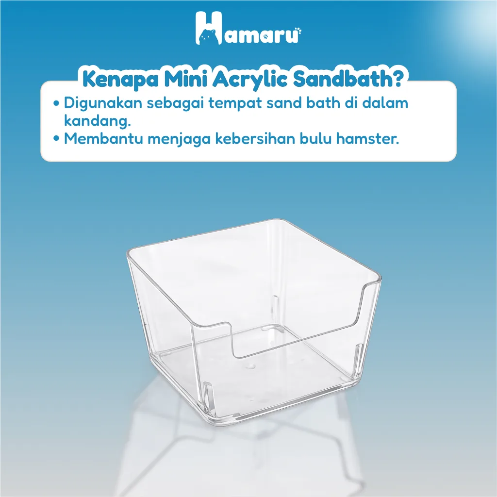 Hamaru Mini Acrylic Sandbath Tempat Mandi Pasir Hamster Kotak Sand Bath Hamster Akrilik Transparan