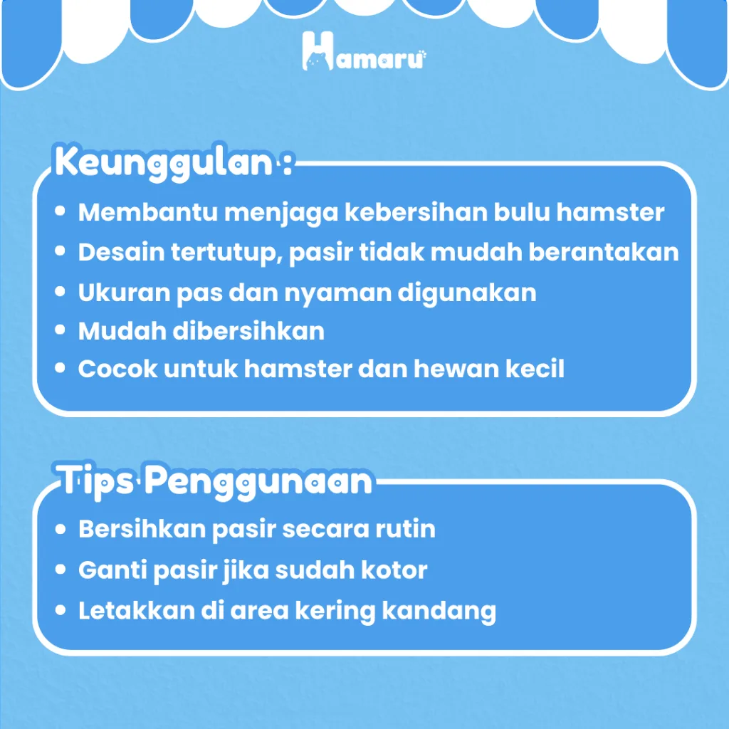 HAMARU Hammy Home Tempat Mandi Pasir Hamster Sandbath Anti Berantakan