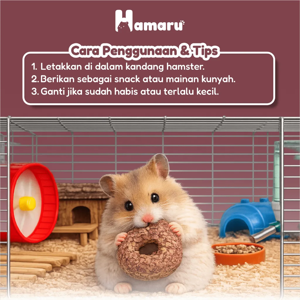 Hamaru Grass Donut Natural Chew Mainan Gigit Hamster Natural Snack Varian Rasa - Strawberry