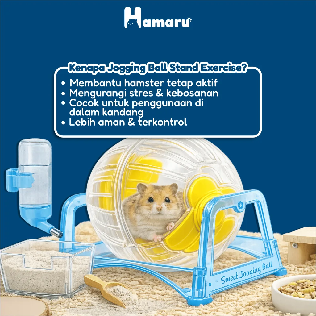 Hamaru Jogging Ball Stand Exercise Bola Lari Hamster Mainan Olahraga Hamster Hewan Kecil