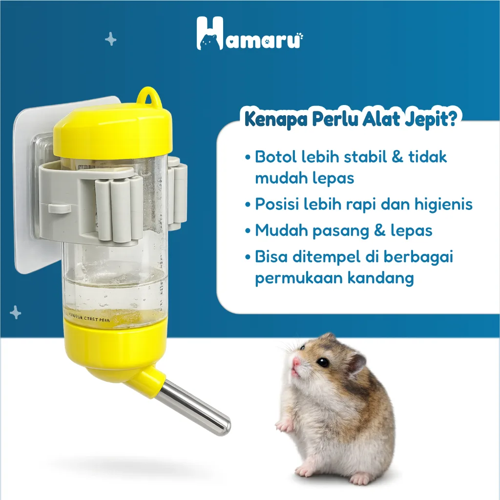 Hamaru Jepitan Botol Minum Holder Botol Hamster Aksesoris Kandang Anti Ribet
