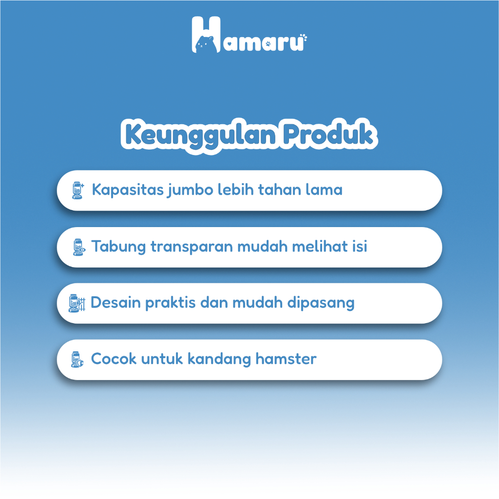 Hamaru Dispenser Jumbo Tempat Makan dan Minum Hamster Kapasitas Besar Transparan Praktis