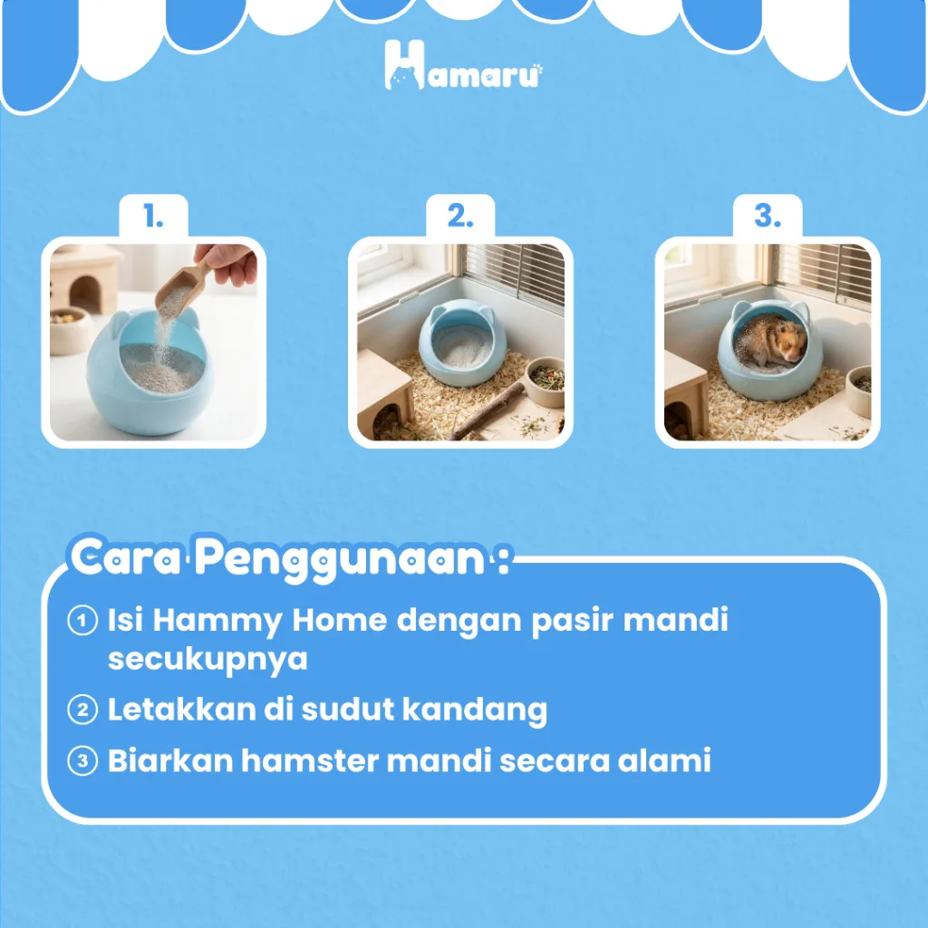 HAMARU Hammy Home Tempat Mandi Pasir Hamster Sandbath Anti Berantakan