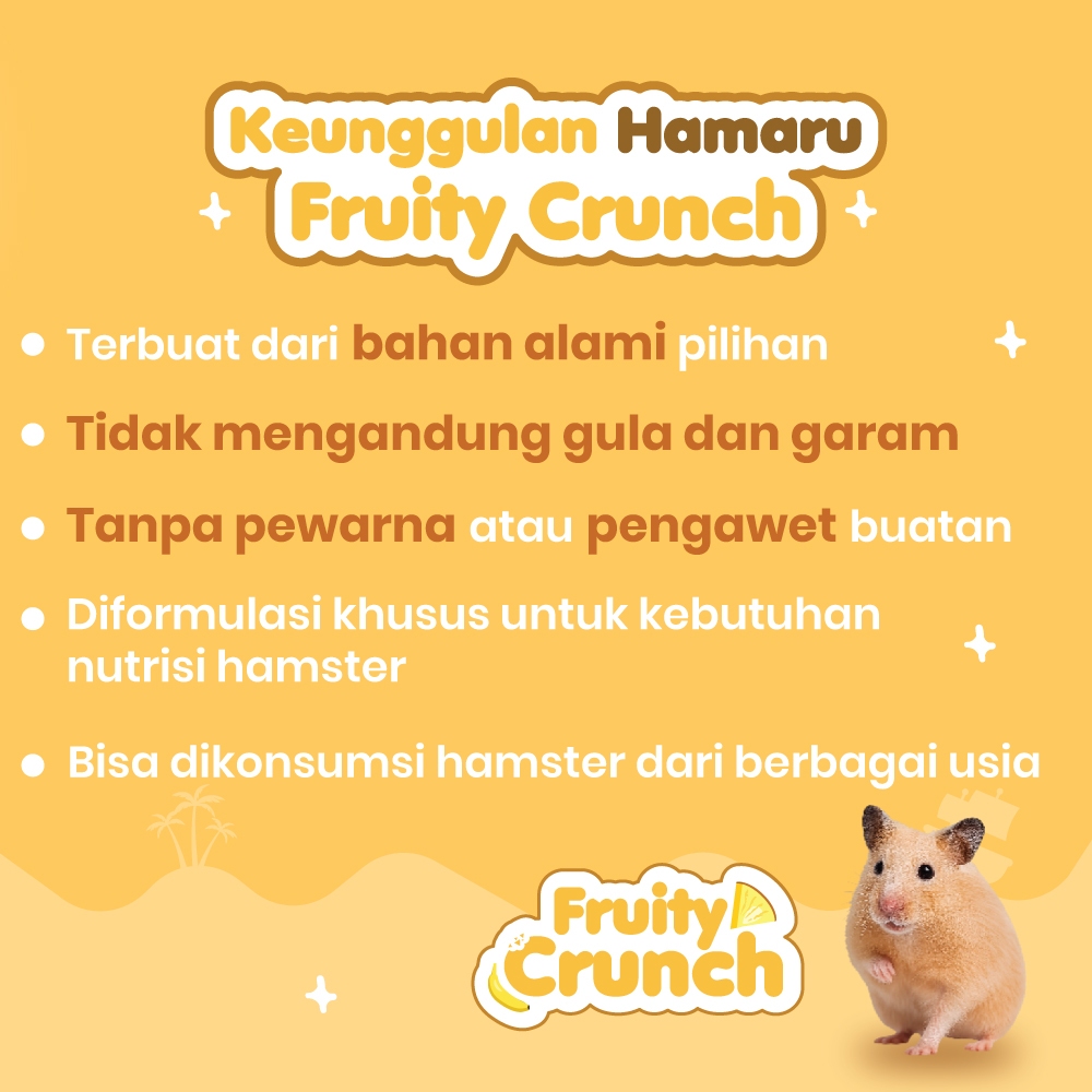 Hamaru Fruity Crunch Makanan Pakan Pelet Buah Kering Hamster - 50g