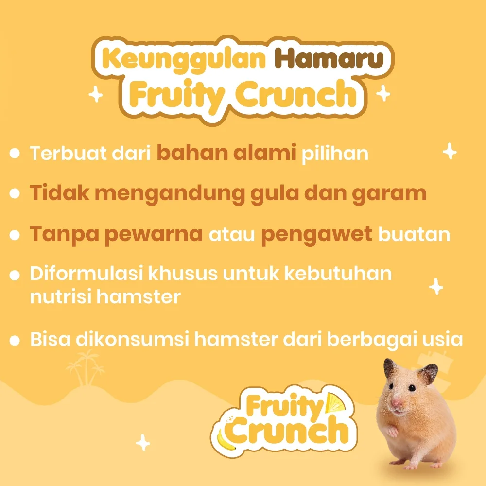 Hamaru Fruity Crunch Makanan Pakan Pelet Buah Kering Hamster - 50g