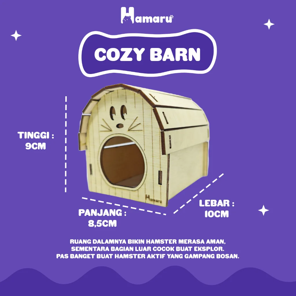 HAMARU Cozy Barn Rumah Kayu DIY Sugar Glider Hamster Marmut Tempat Bersembunyi & Bermain Hewan Kecil Aksessoris Kandang