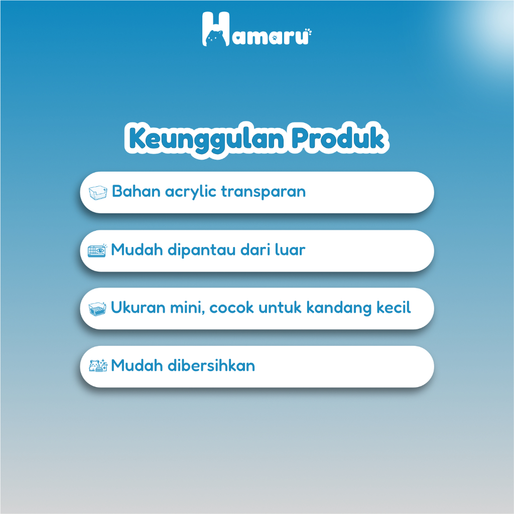 Hamaru Mini Acrylic Sandbath Tempat Mandi Pasir Hamster Kotak Sand Bath Hamster Akrilik Transparan