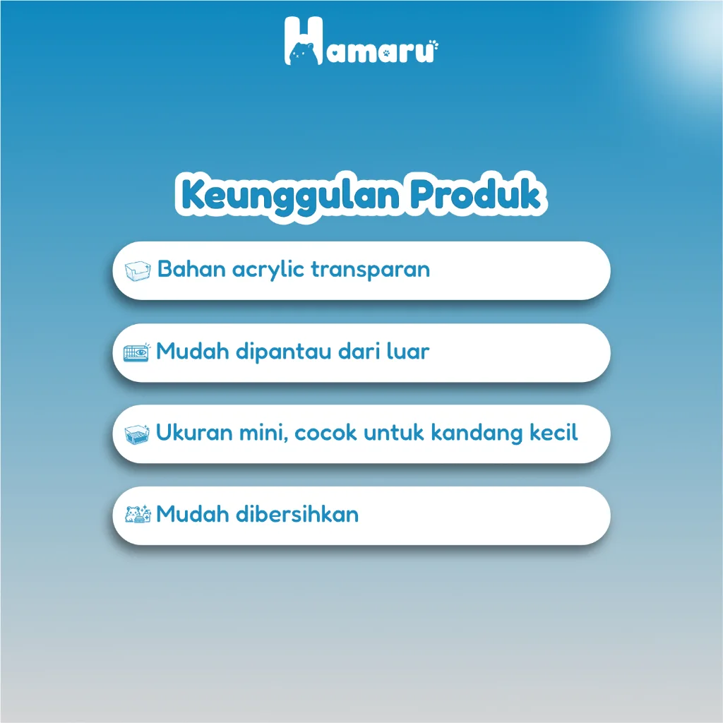 Hamaru Mini Acrylic Sandbath Tempat Mandi Pasir Hamster Kotak Sand Bath Hamster Akrilik Transparan