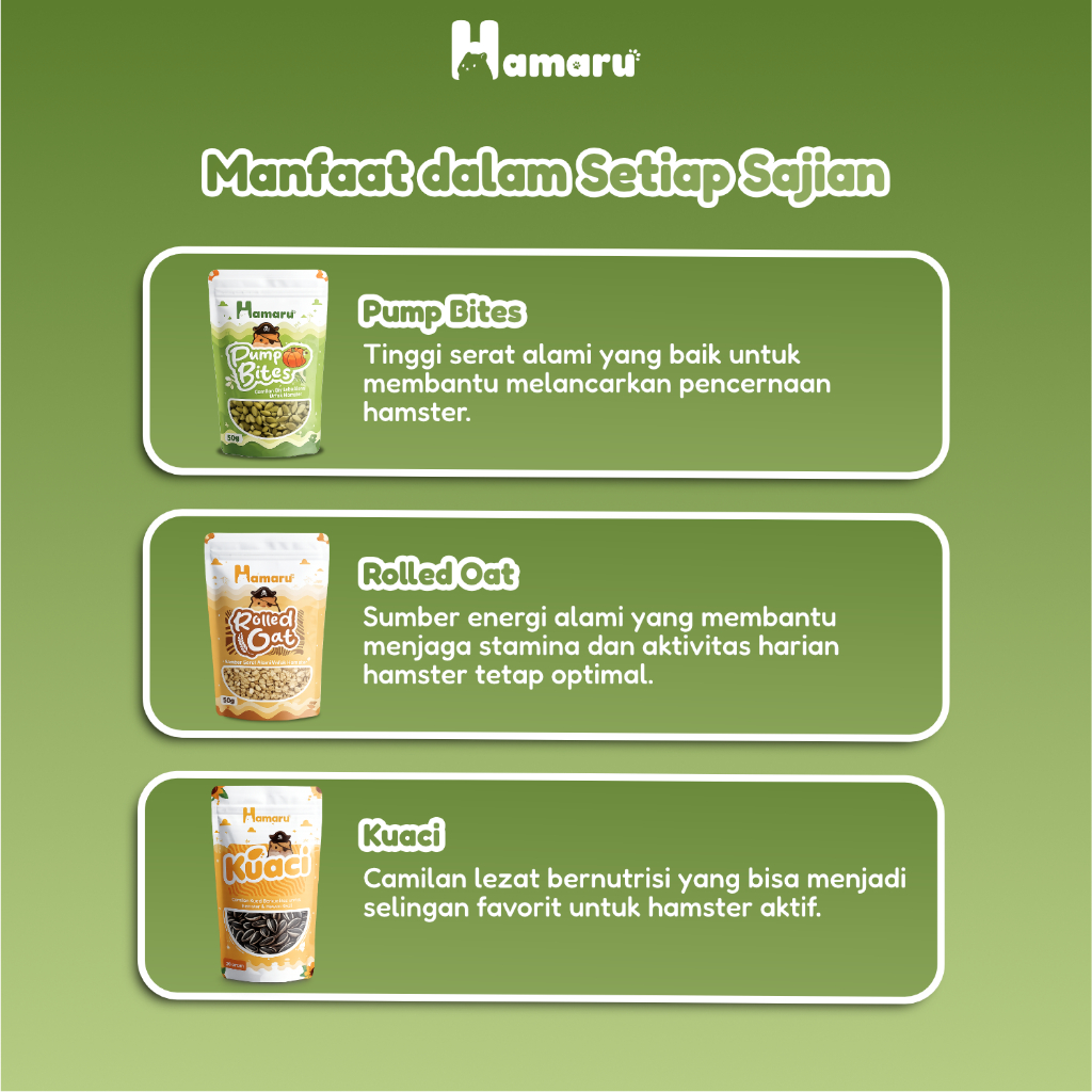 Hamaru Complete Daily Pack Makanan Hamster Paket Lengkap Menu Makanan Harian Bernutrisi (kuaci, Pump Bites, Rolled Oat)