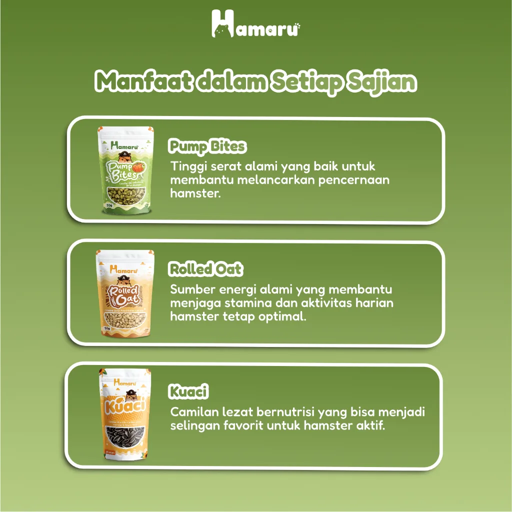 Hamaru Complete Daily Pack Makanan Hamster Paket Lengkap Menu Makanan Harian Bernutrisi (kuaci, Pump Bites, Rolled Oat)