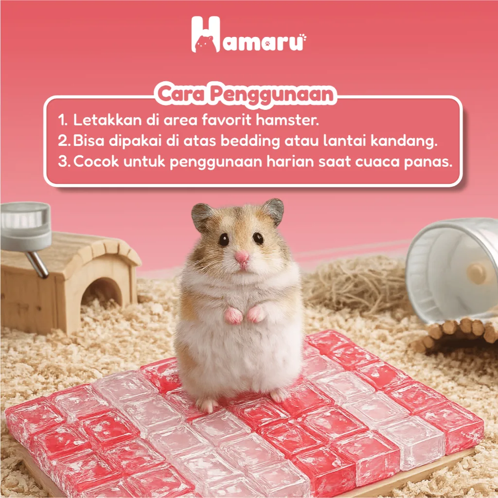 Hamaru Ice Cooling Pad Hamster Alas Dingin Summer Mat Hamster Hewan Kecil - Red