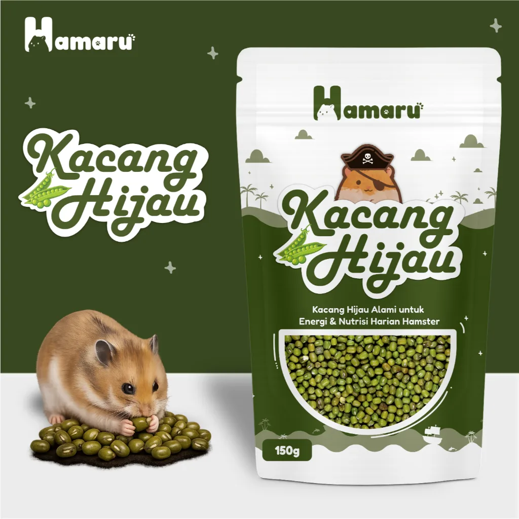 Hamaru Kacang Hijau Mung Bean Premium Alami Natural Pakan Harian Hamster Marmut Hewan Kecil - 150g