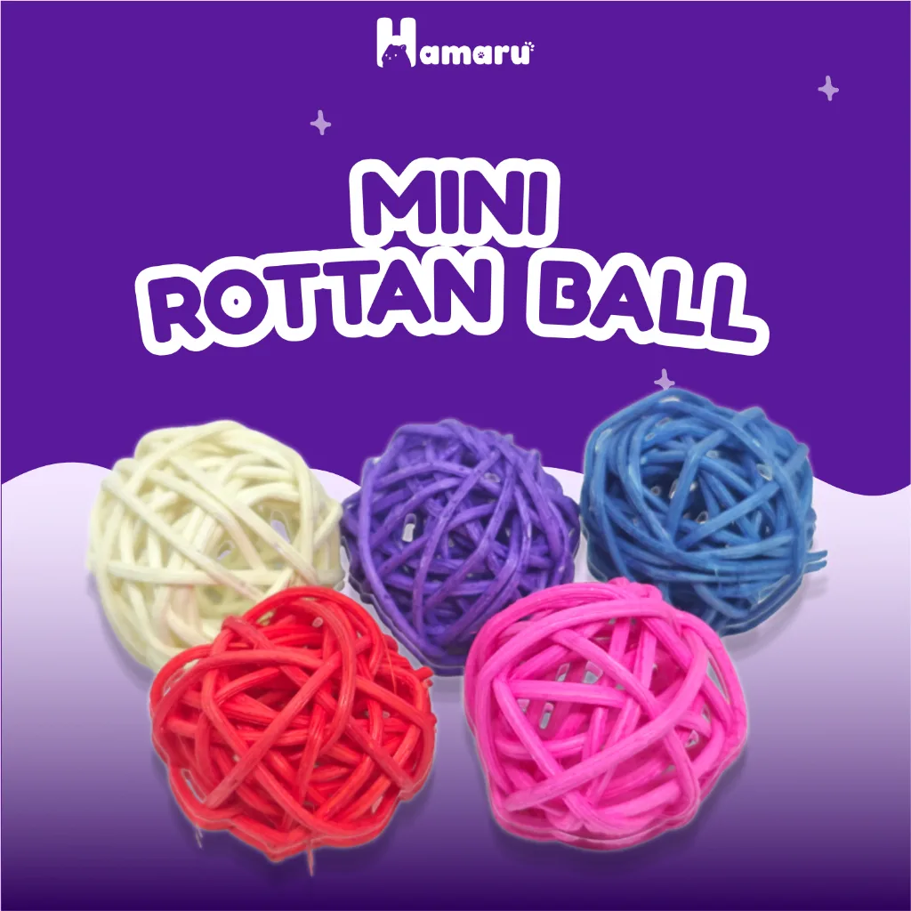 Hamaru Mini Rottan Ball Bola Rotan Mainan Enrichment Hamster Hewan kecil - Warna