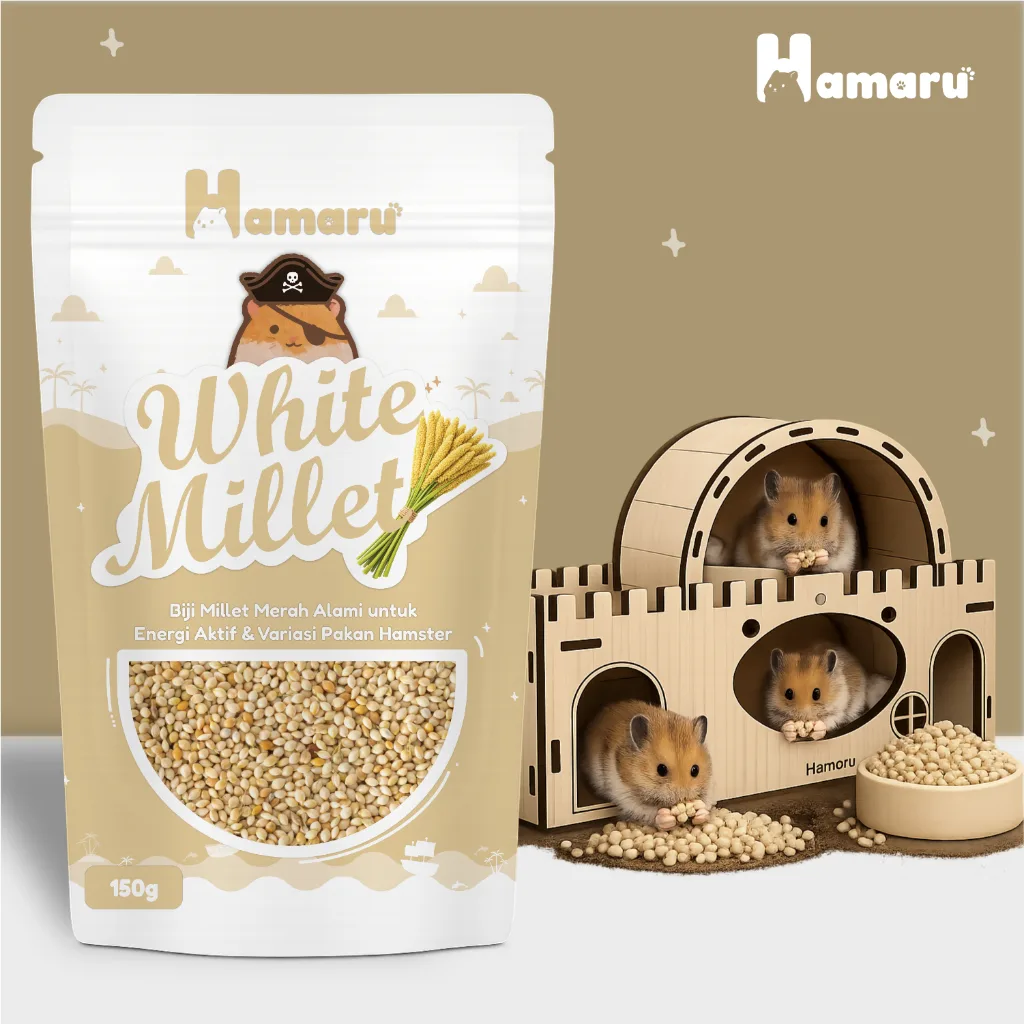 Hamaru White Millet Biji Millet Putih Alami Pakan Harian Natural Hamster Marmut Kecil - 150g