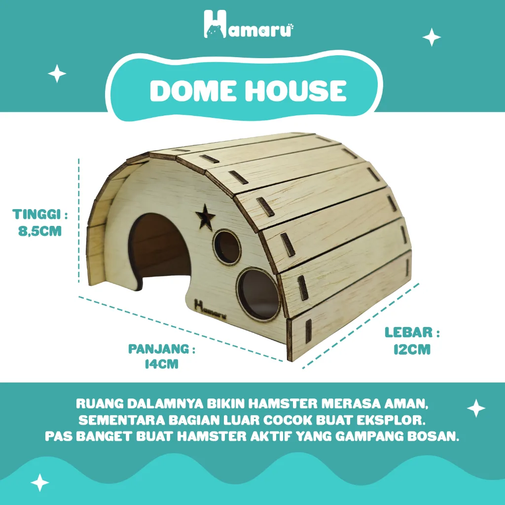 HAMARU Rumah Kayu Hamster Rakitan DIY Murah – Dome House