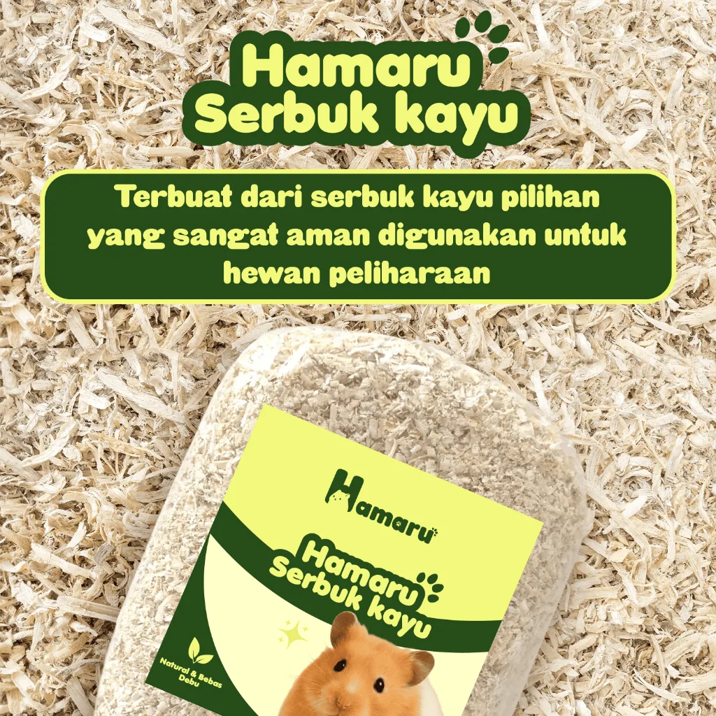 Hamaru Serbuk Kayu Hamster Marmut Gerbil Sugar Glider Alas Kandang Bedding Natural & Bebas Debu