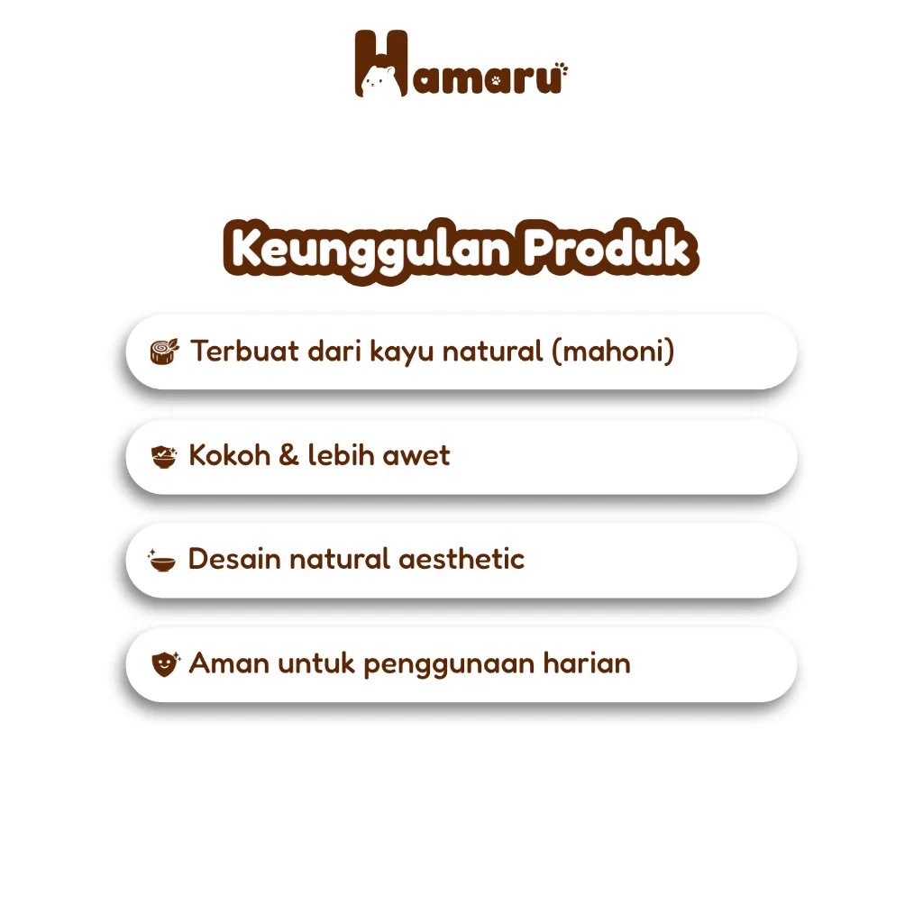 Hamaru Natural Wood Bowl Tempat Makan Hamster Kayu Mahoni Natural Mangkuk Hamste Hewan Kecil