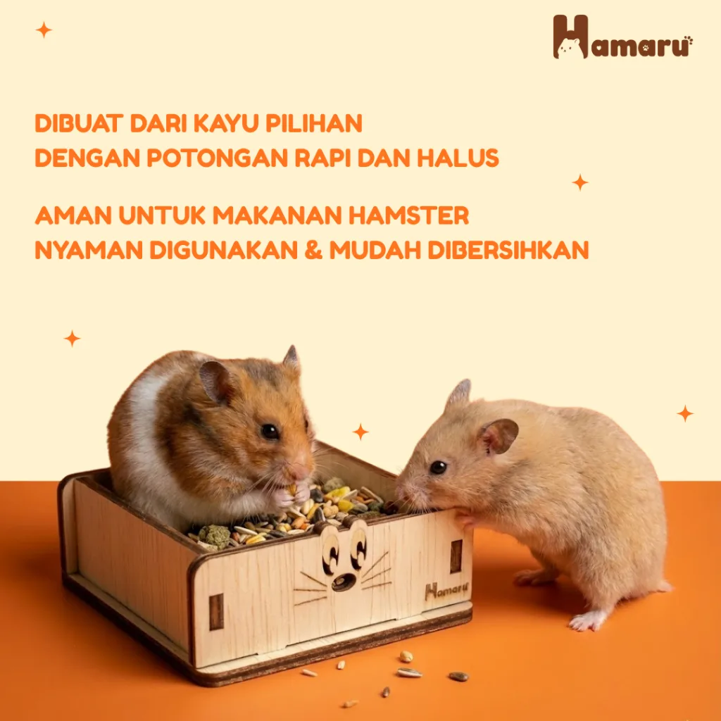 HAMARU Tempat Makan Rakitan Hamster Kayu DIY Murah Food Feeder Hamster Marmut Hewan Kecil