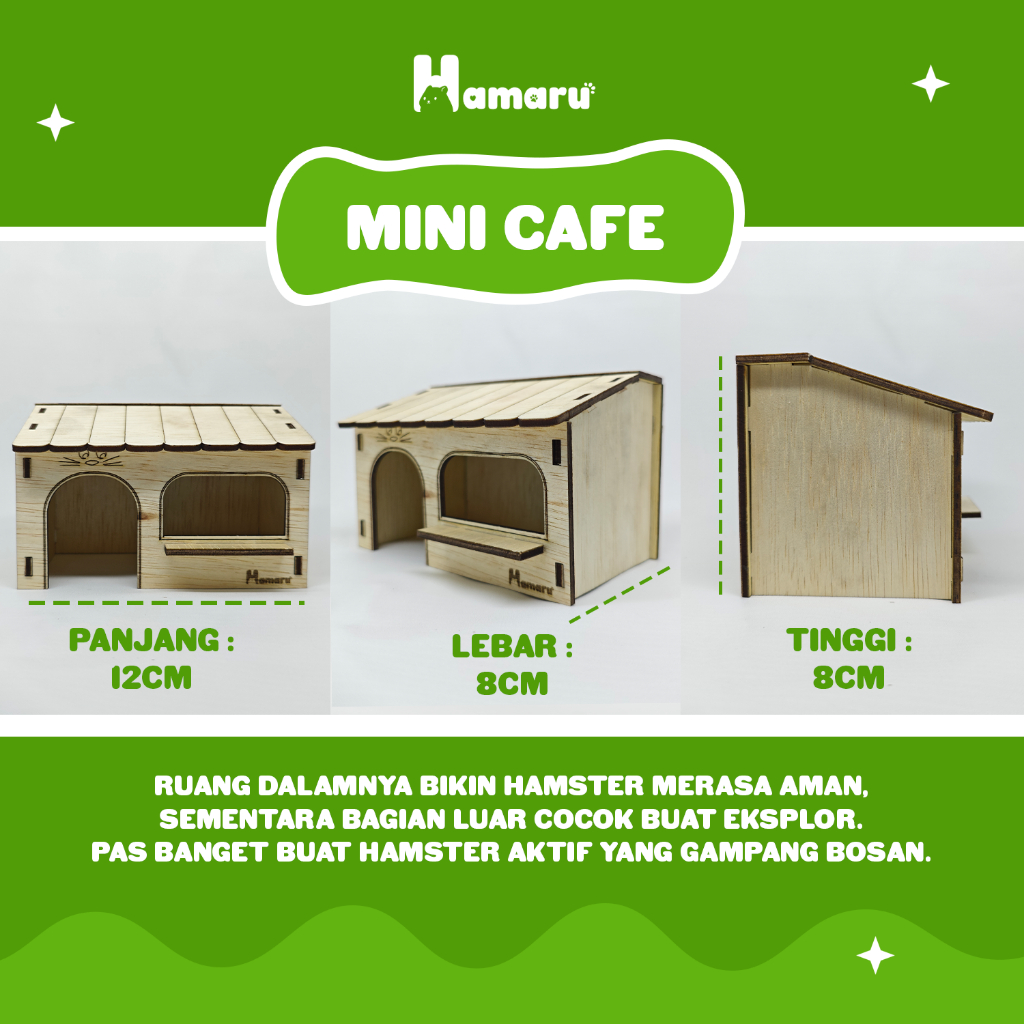 HAMARU Rumah Kayu Hamster Rakitan DIY Murah – Mini Cafe