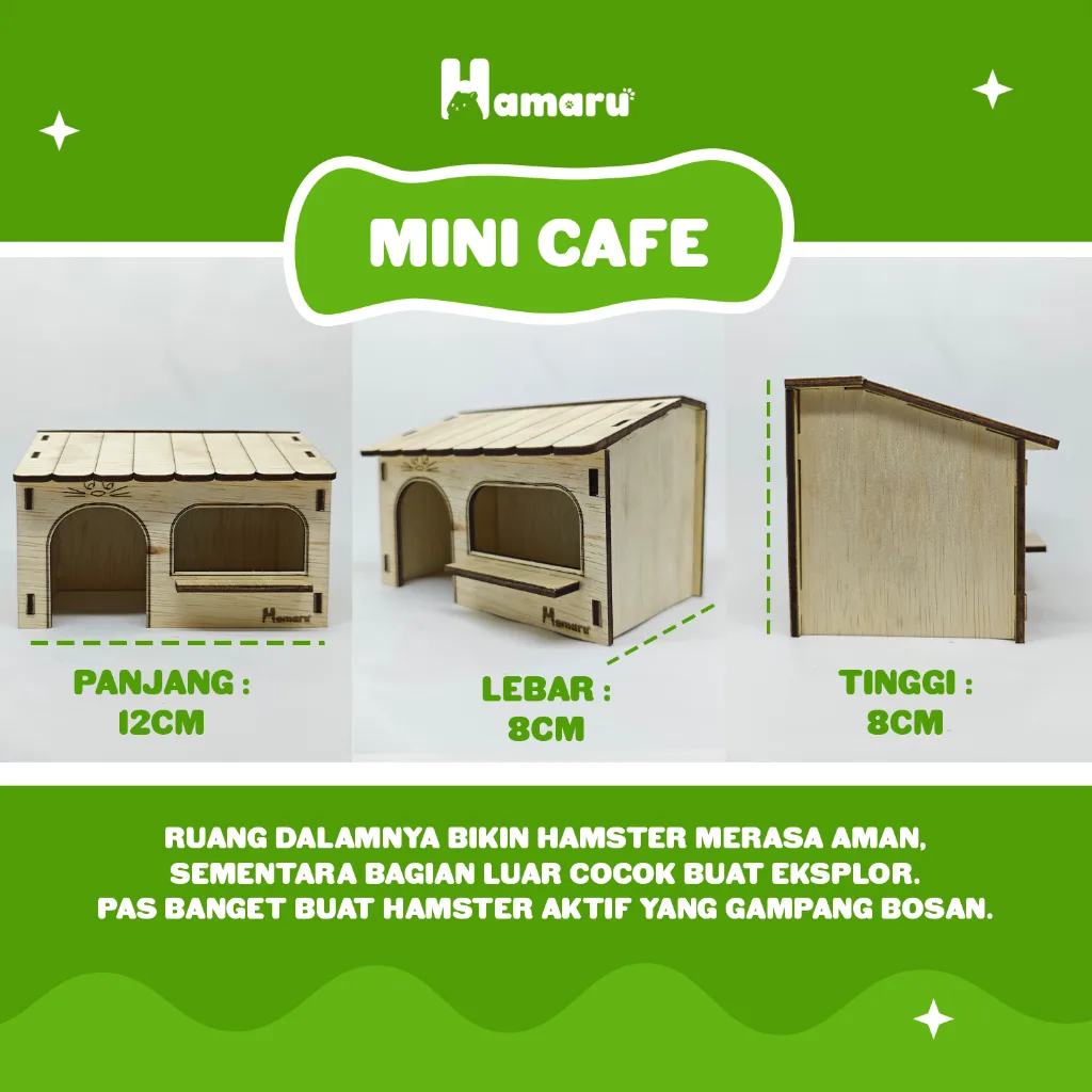 HAMARU Rumah Kayu Hamster Rakitan DIY Murah – Mini Cafe