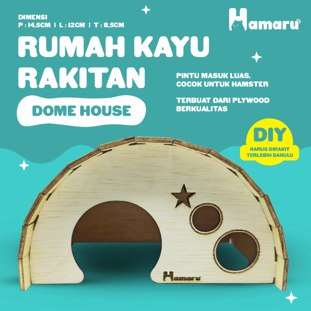 HAMARU Rumah Kayu Hamster Rakitan DIY Murah – Dome House