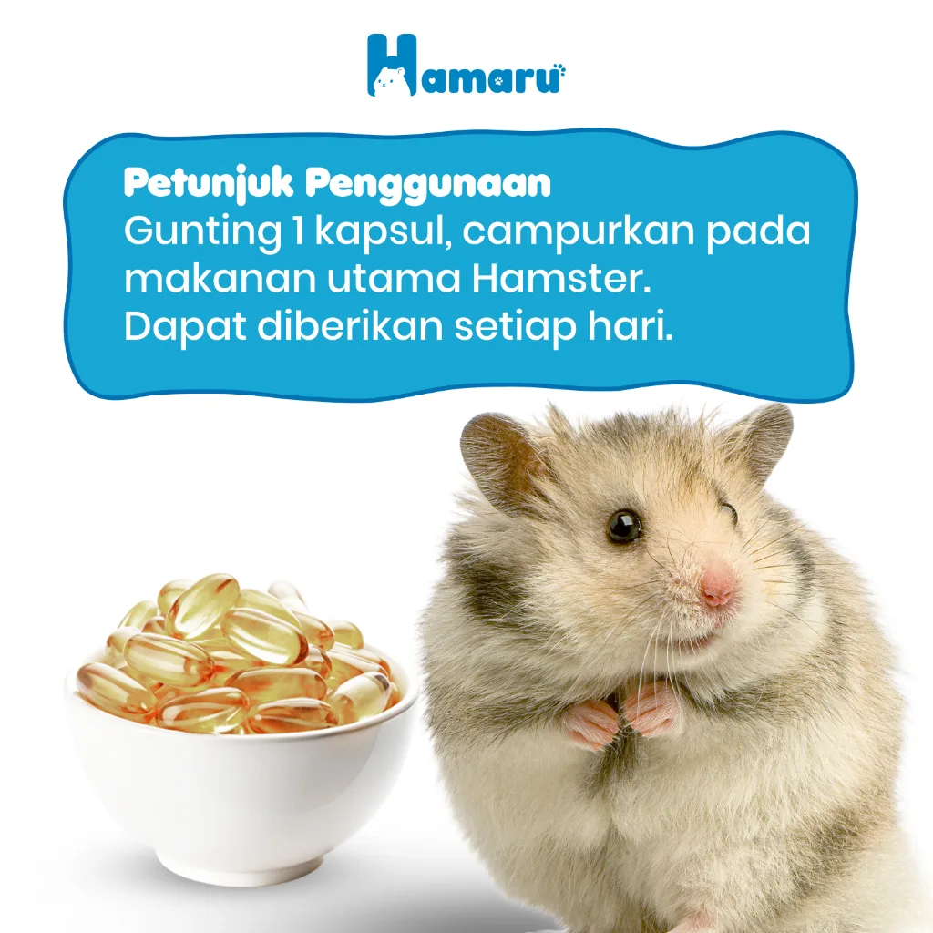 Hamaru Fish Oil Suplemen Minyak Ikan Perawatan Bulu Hamster Omehga 3 - 40 Butir
