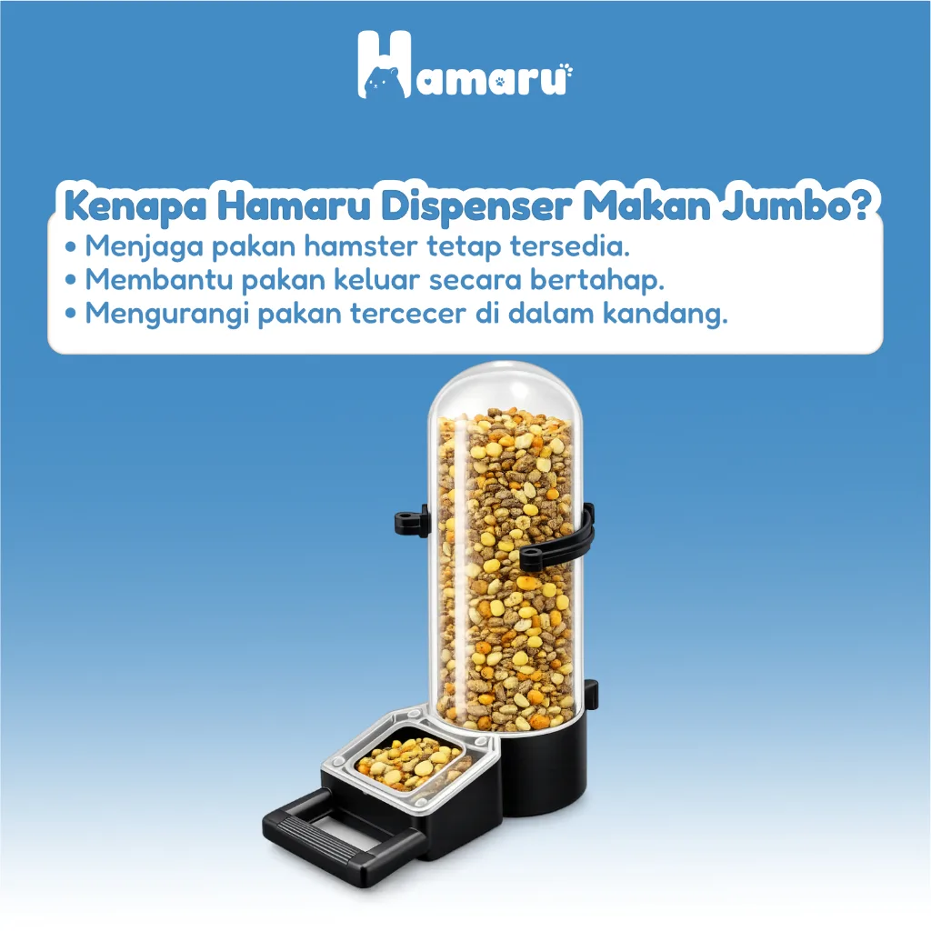 Hamaru Dispenser Jumbo Tempat Makan dan Minum Hamster Kapasitas Besar Transparan Praktis - Tempat Makan