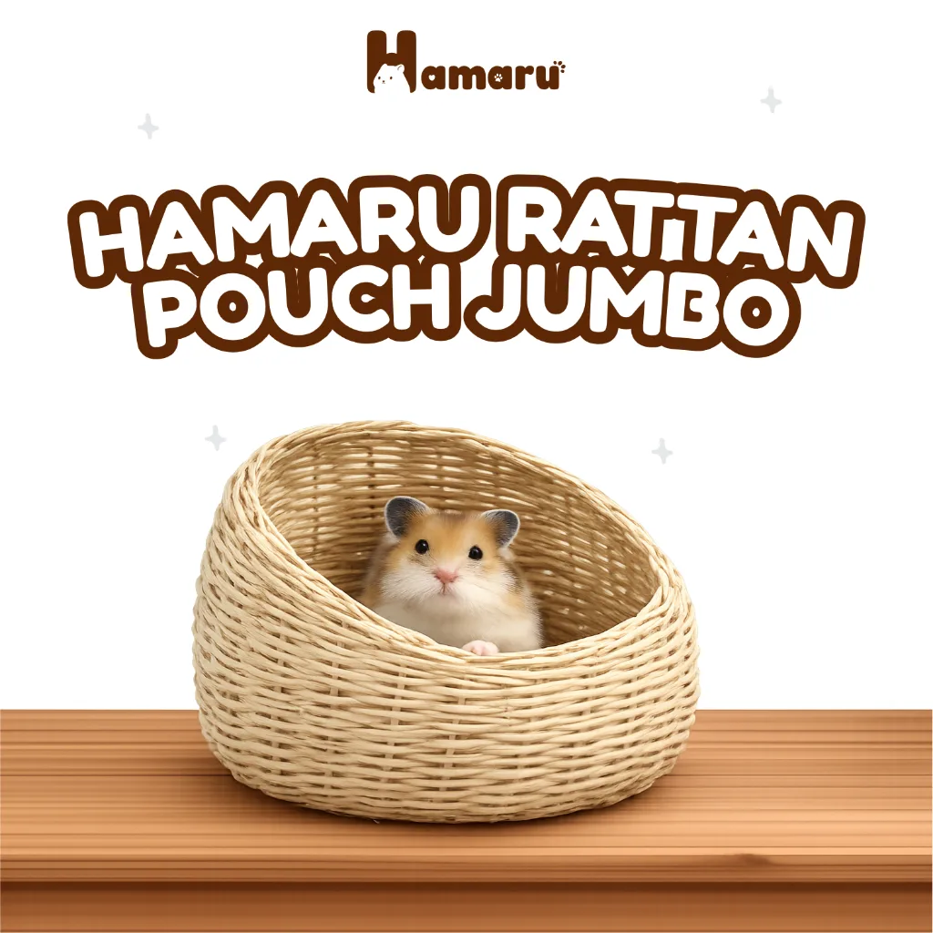 Hamaru Rattan Collection Rumah Hamster Rotan Alami Rumah Hiasan Kandang Hewan Kecil - Rotan Pouch Jumbo