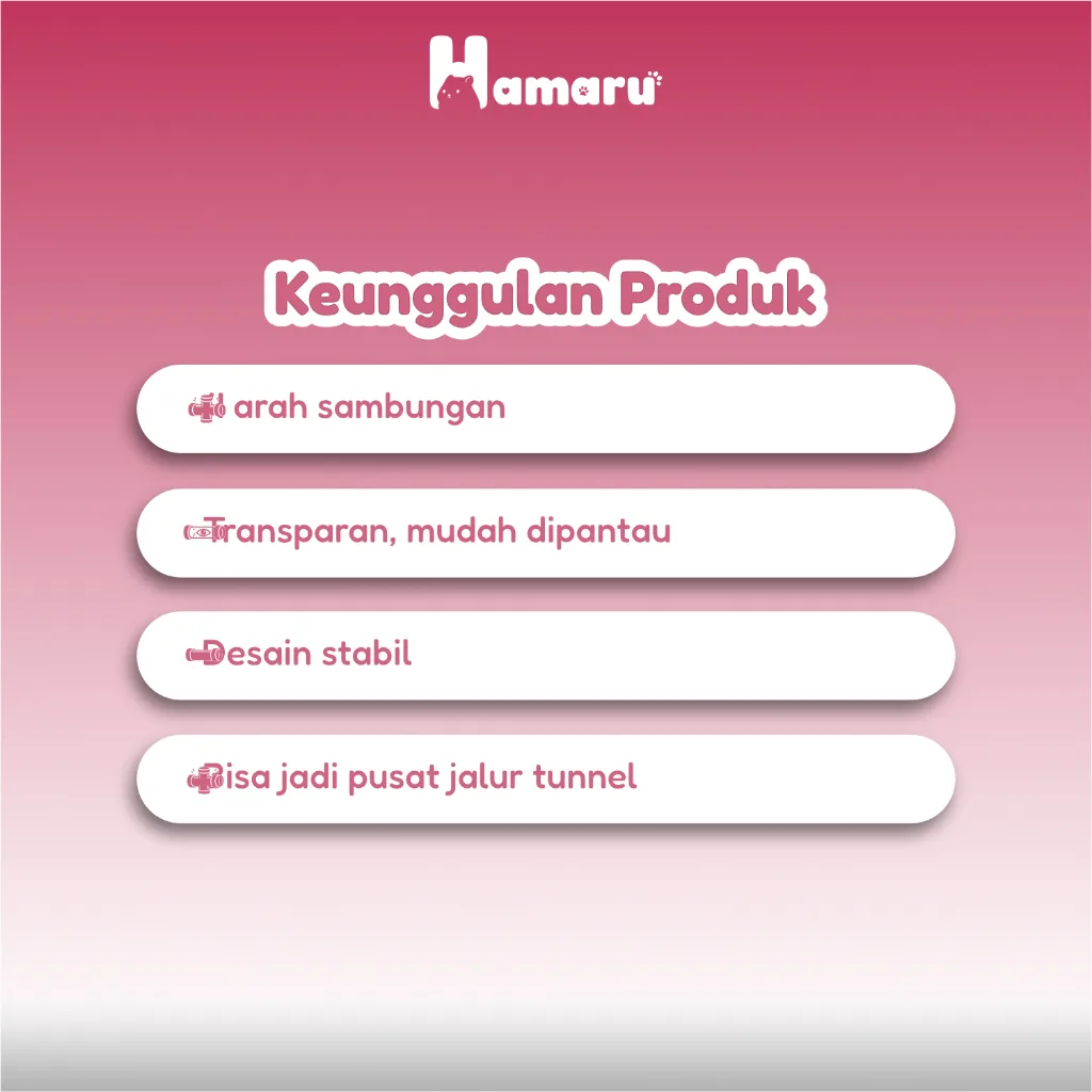 Hamaru Tunnel + Transparant Sambungan Terowongan Hamster Cabang Empat Transparan Aksesoris Kandang