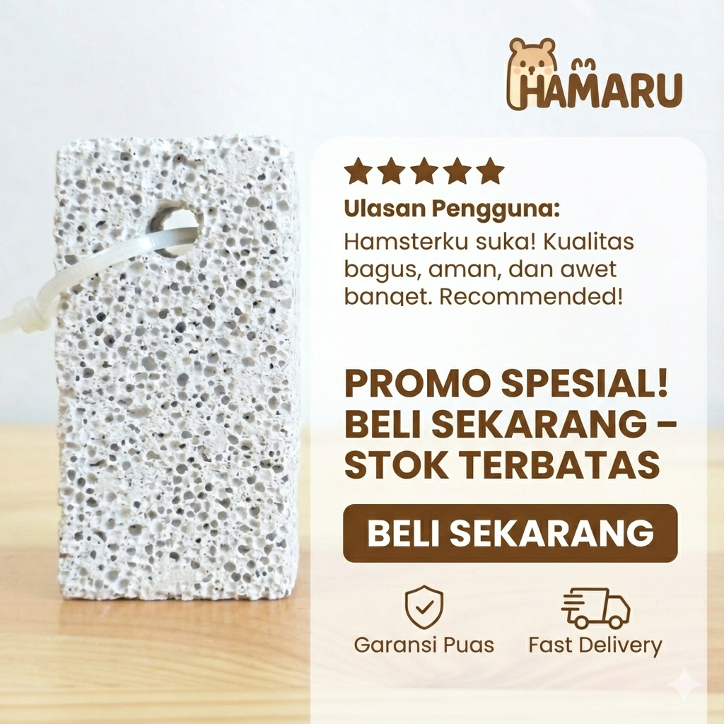 Hamaru Gnawing Stone Hamster – Batu Gigi Hamster Premium Untuk Asah Gigi, Aman, Natural