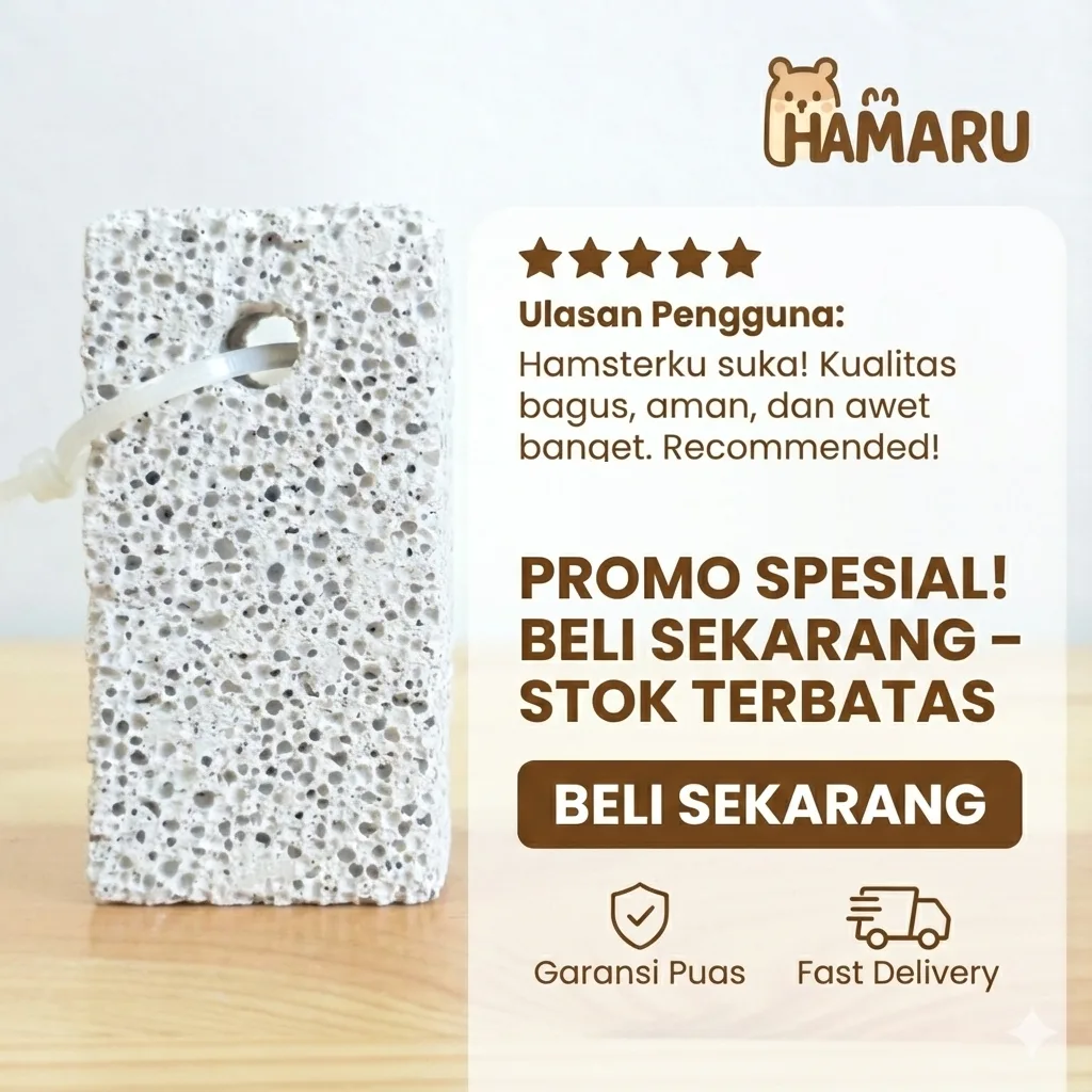 Hamaru Gnawing Stone Hamster – Batu Gigi Hamster Premium Untuk Asah Gigi, Aman, Natural