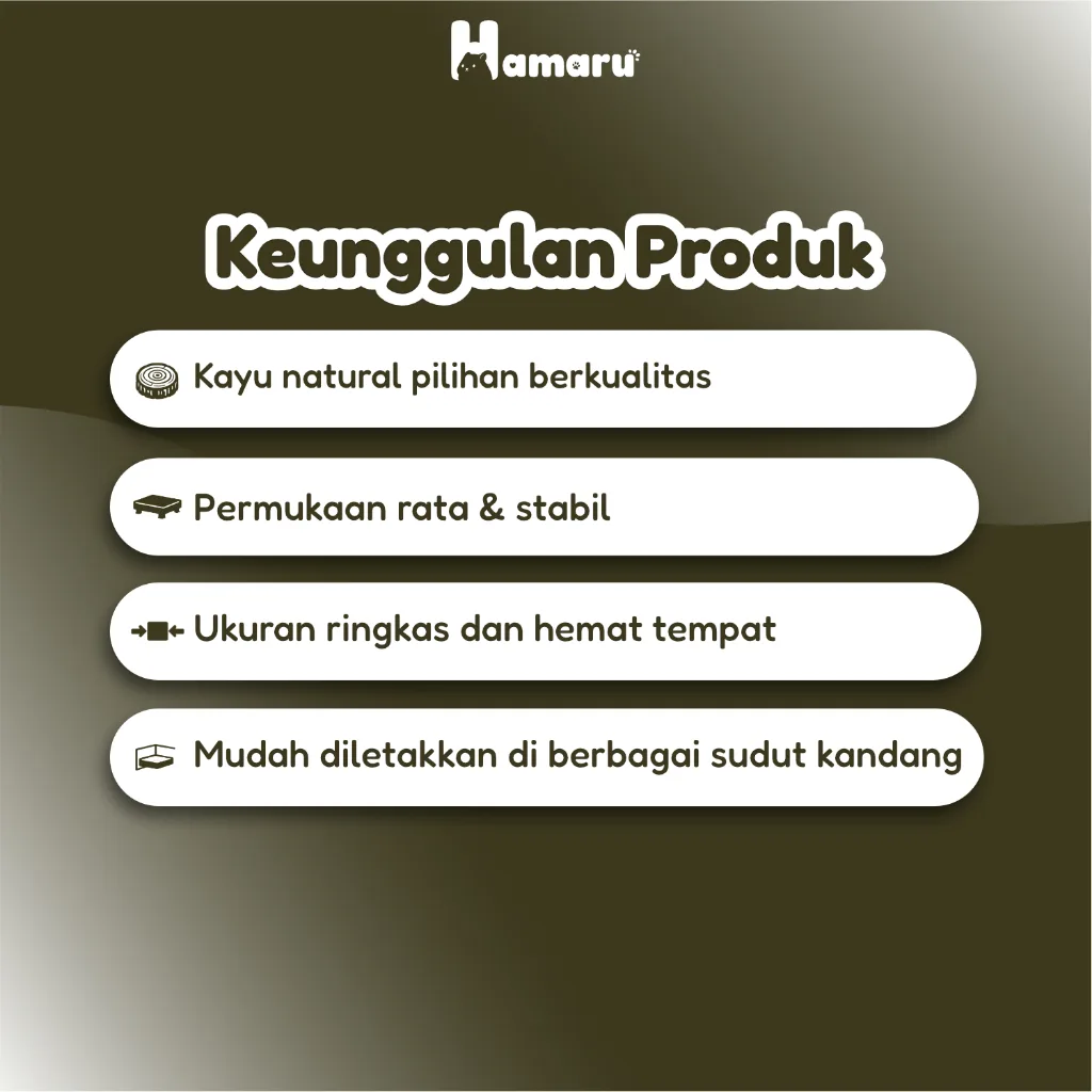 Hamaru Mini Wood Platform Alas Kayu Natural Kandang Hamster Pijakan Dudukan Dekorasi Kandang