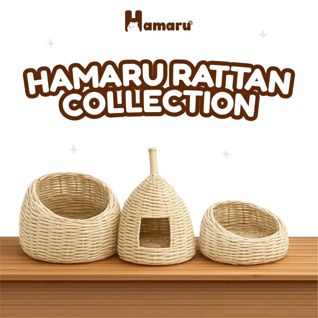 Hamaru Rattan Collection Rumah Hamster Rotan Alami Natural Estetik Rumah Hiasan Kandang Hewan Kecil