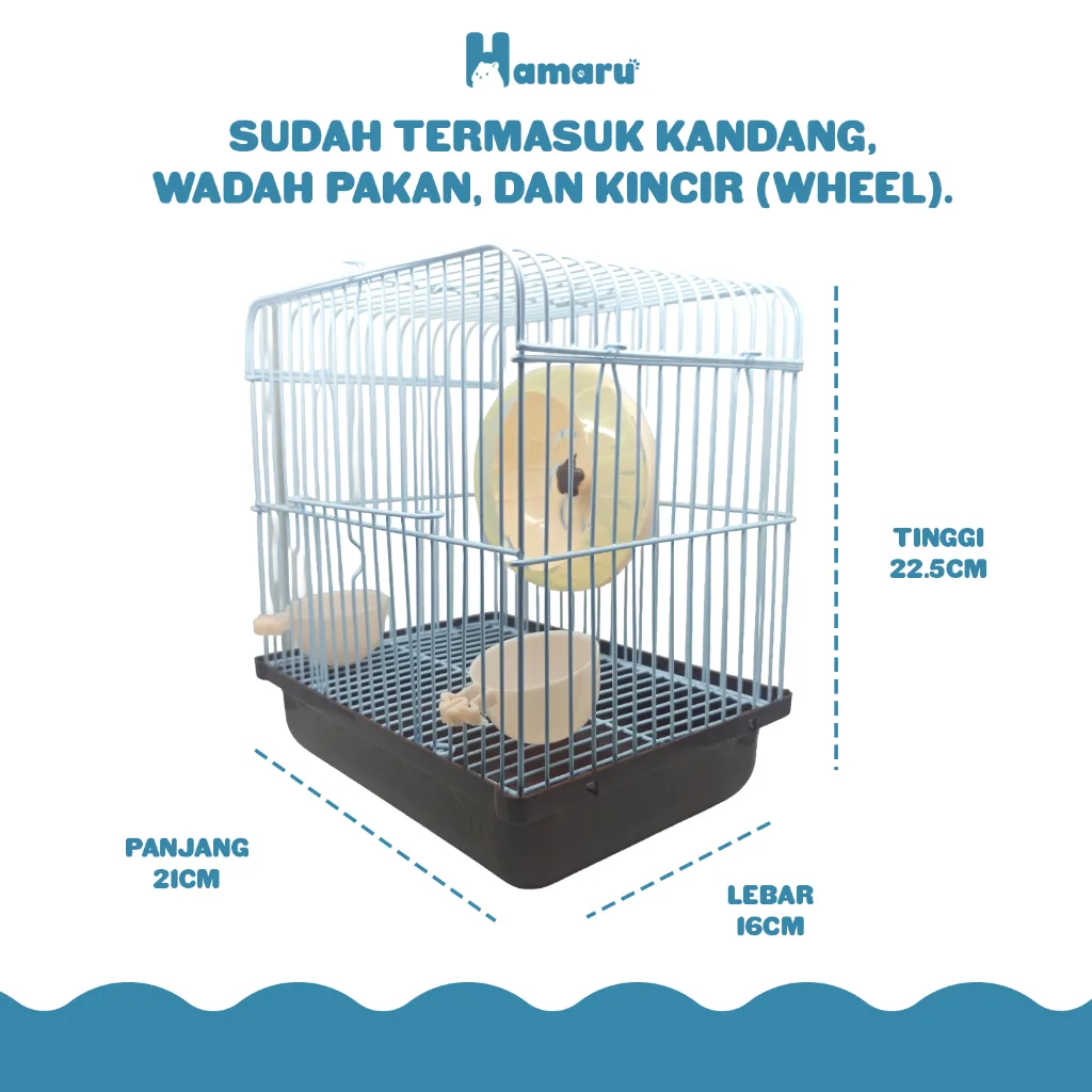HAMARU Kandang Kotak Mini Besi Gratis Kincir Wadah Pakan Hamster Marmut Sugar Glider Hewan Kecil