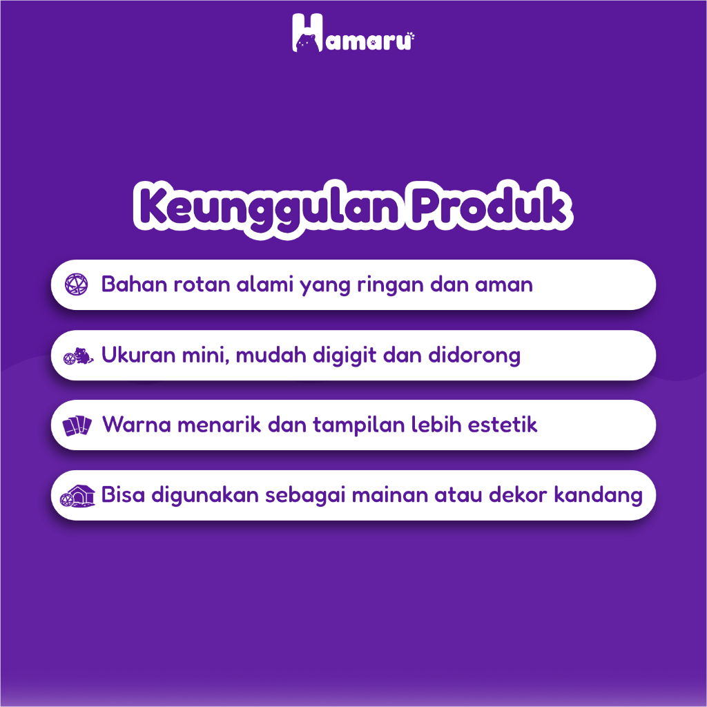 Hamaru Mini Rottan Ball Bola Rotan Mainan Enrichment Hamster Hewan Kecil