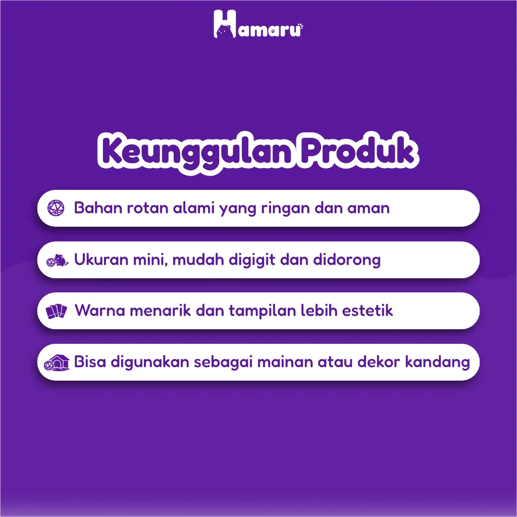 Hamaru Mini Rottan Ball Bola Rotan Mainan Enrichment Hamster Hewan Kecil